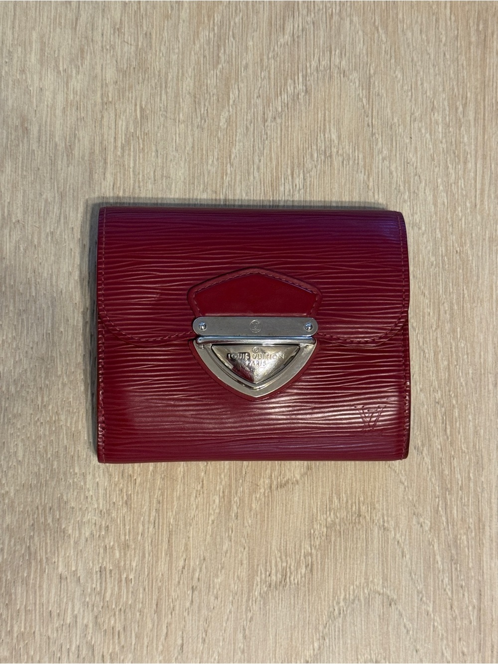 Louis Vuitton Burgundy Epi Leather Small Wallet with Silver-Tone Clasp